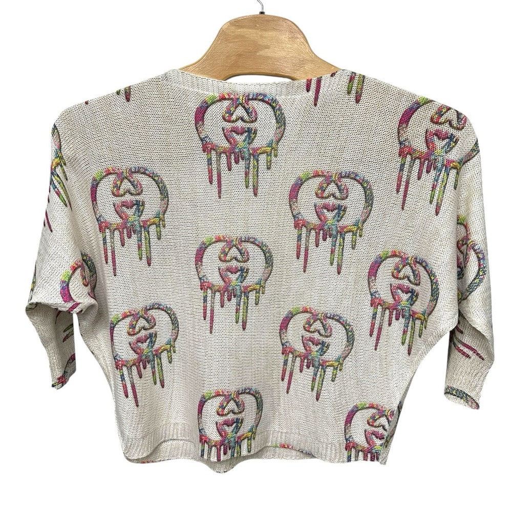 Brand Bazaar "G" Design Sweater Ivory Gold Lame Women's One Size Artsy Top